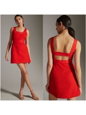 Anthropologie | Maeve Sleeveless Scoop Neck Textured Dress Red New Plus 14 NWT